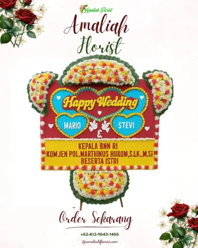 Karangan Papan Bunga Pernikahan di Sigando